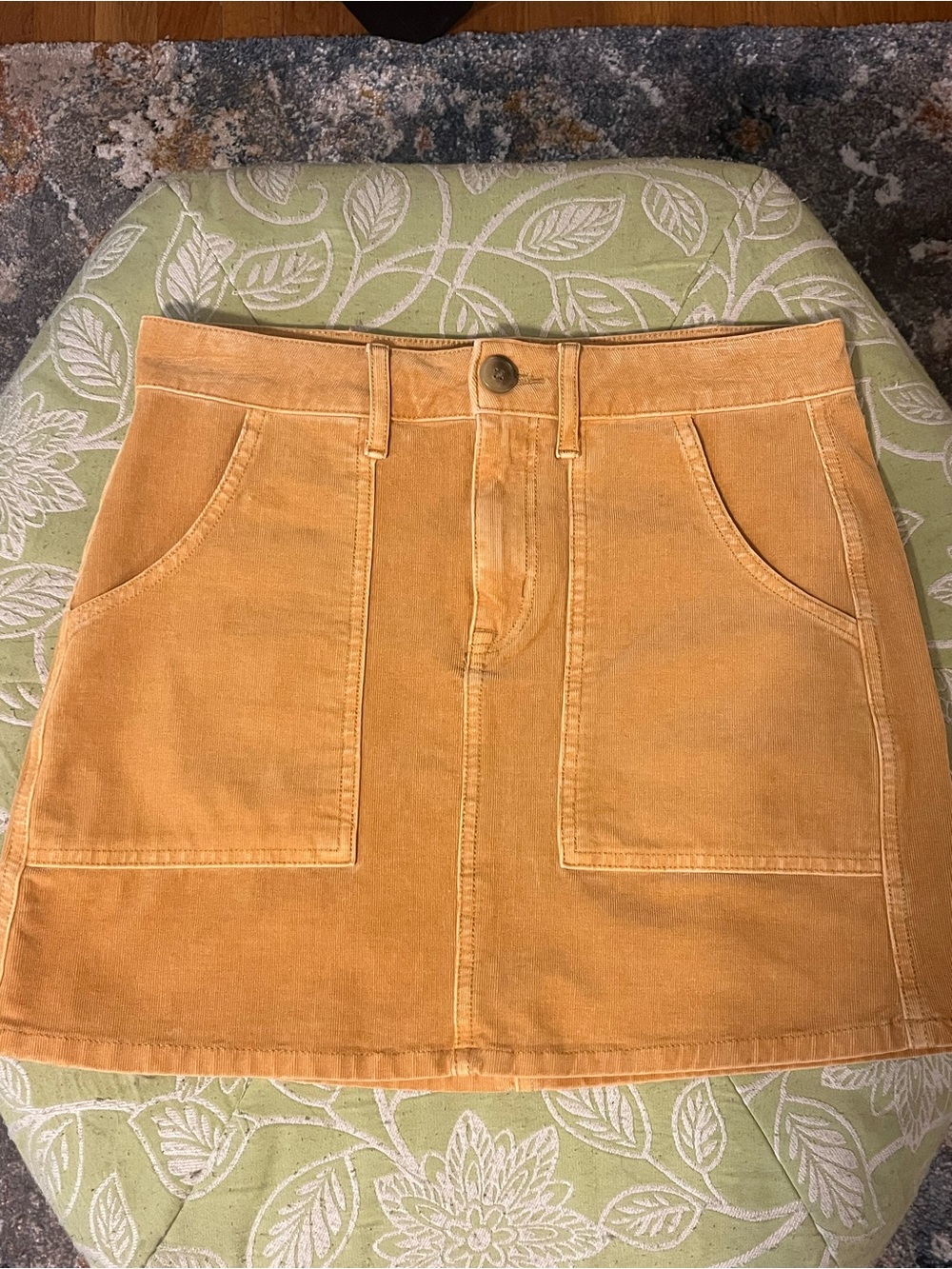 American Eagle Outfitters Yellow-Orange Corduroy Mini Skirt